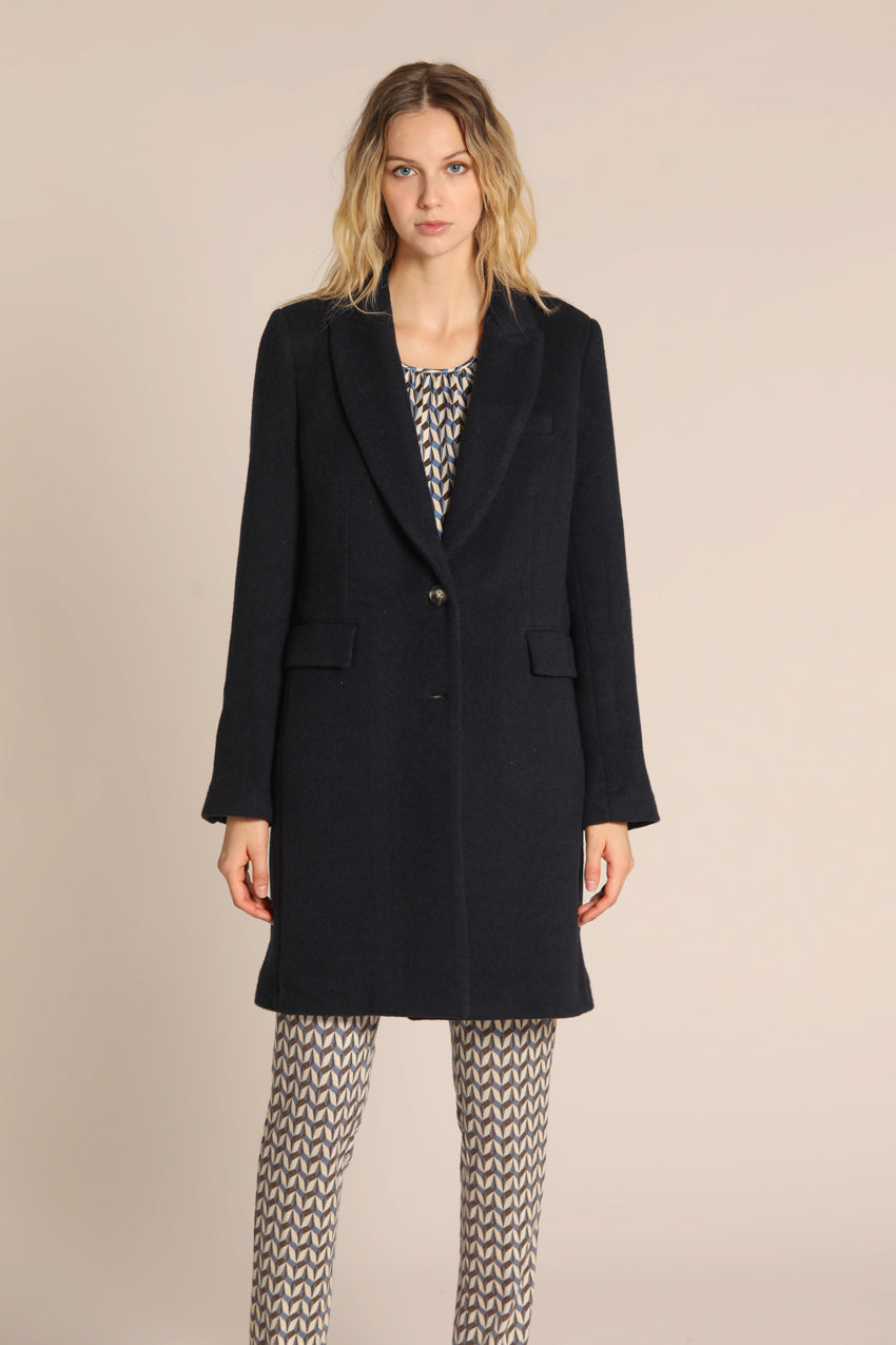 immagine 1 di cappotto donna, modello Dafne, di colore blu scuro, con bottoni bicolor di Mason's