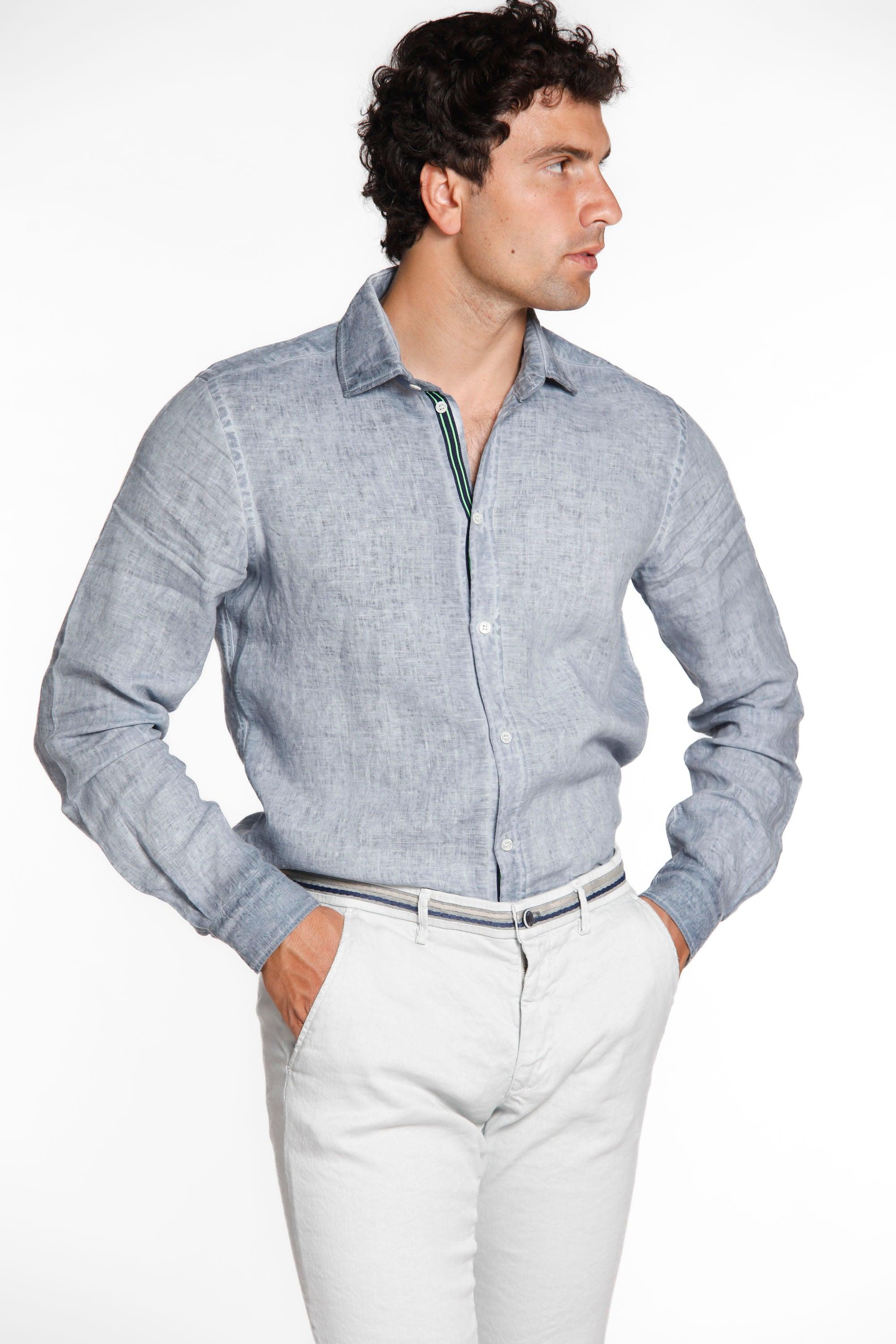 Torino camicia da uomo a manica lunga in lino con nastrini - Mason's