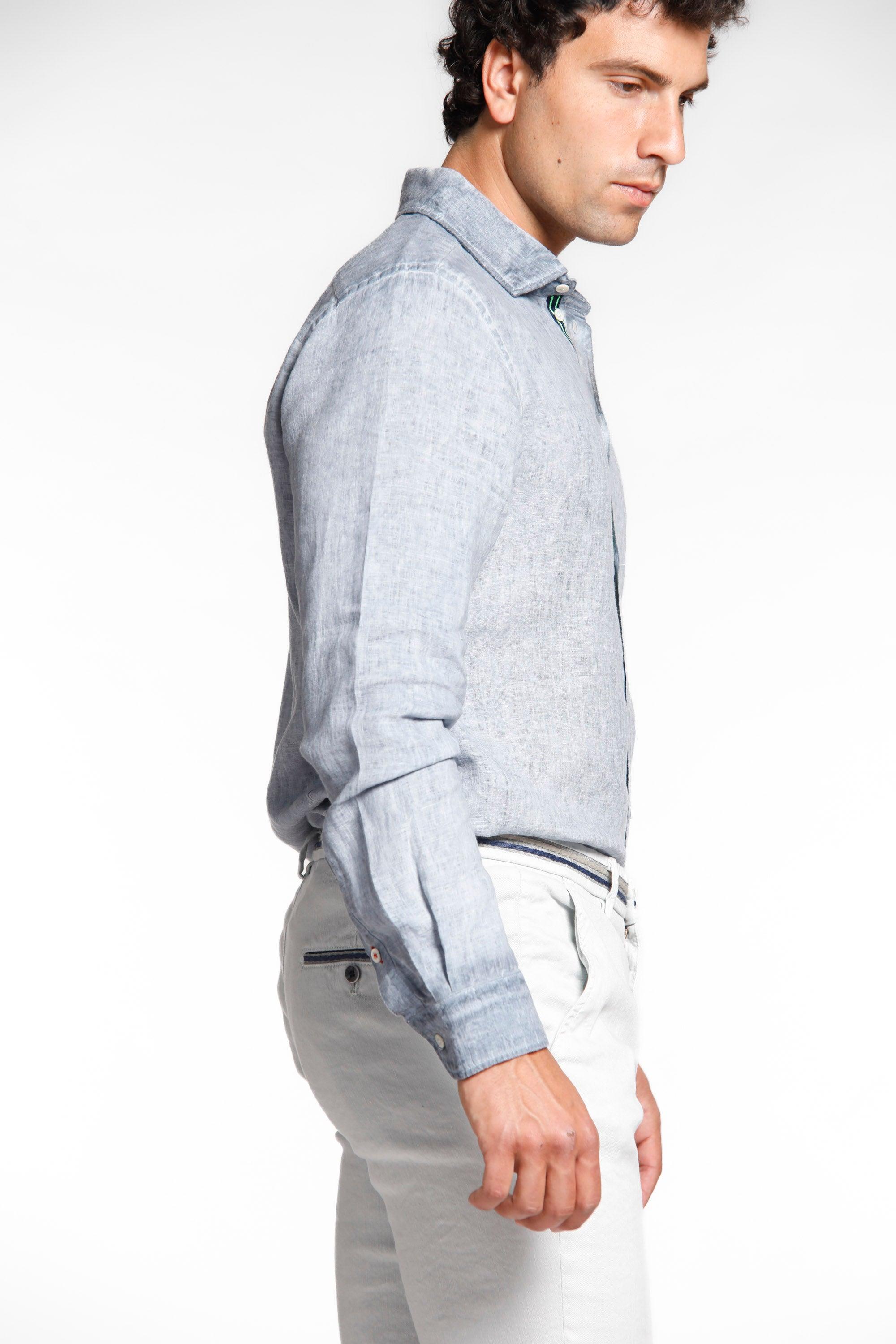 Torino camicia da uomo a manica lunga in lino con nastrini - Mason's