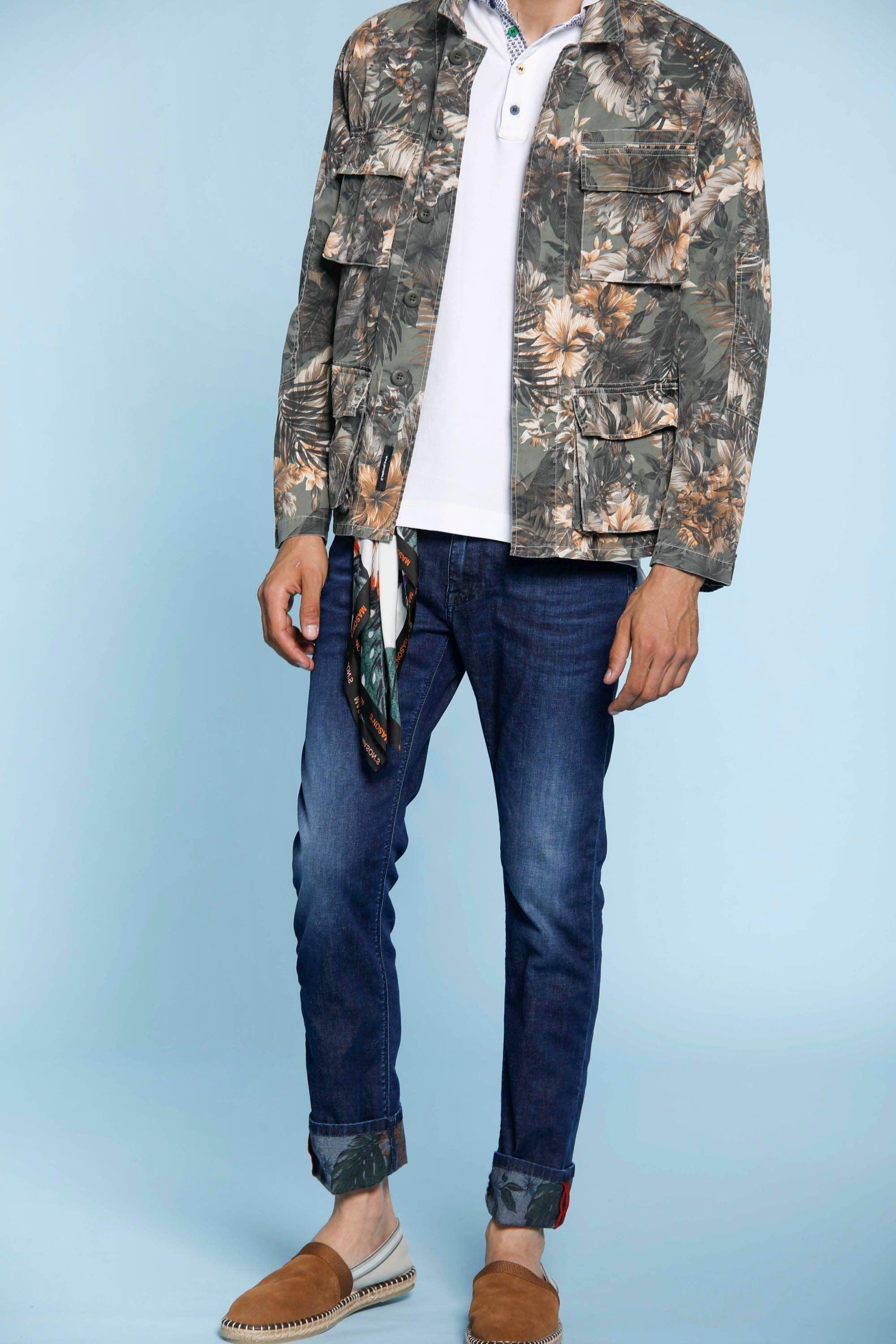 Harris 5 Tasche pantalone uomo denim con stampa fiore slim fit - Mason's