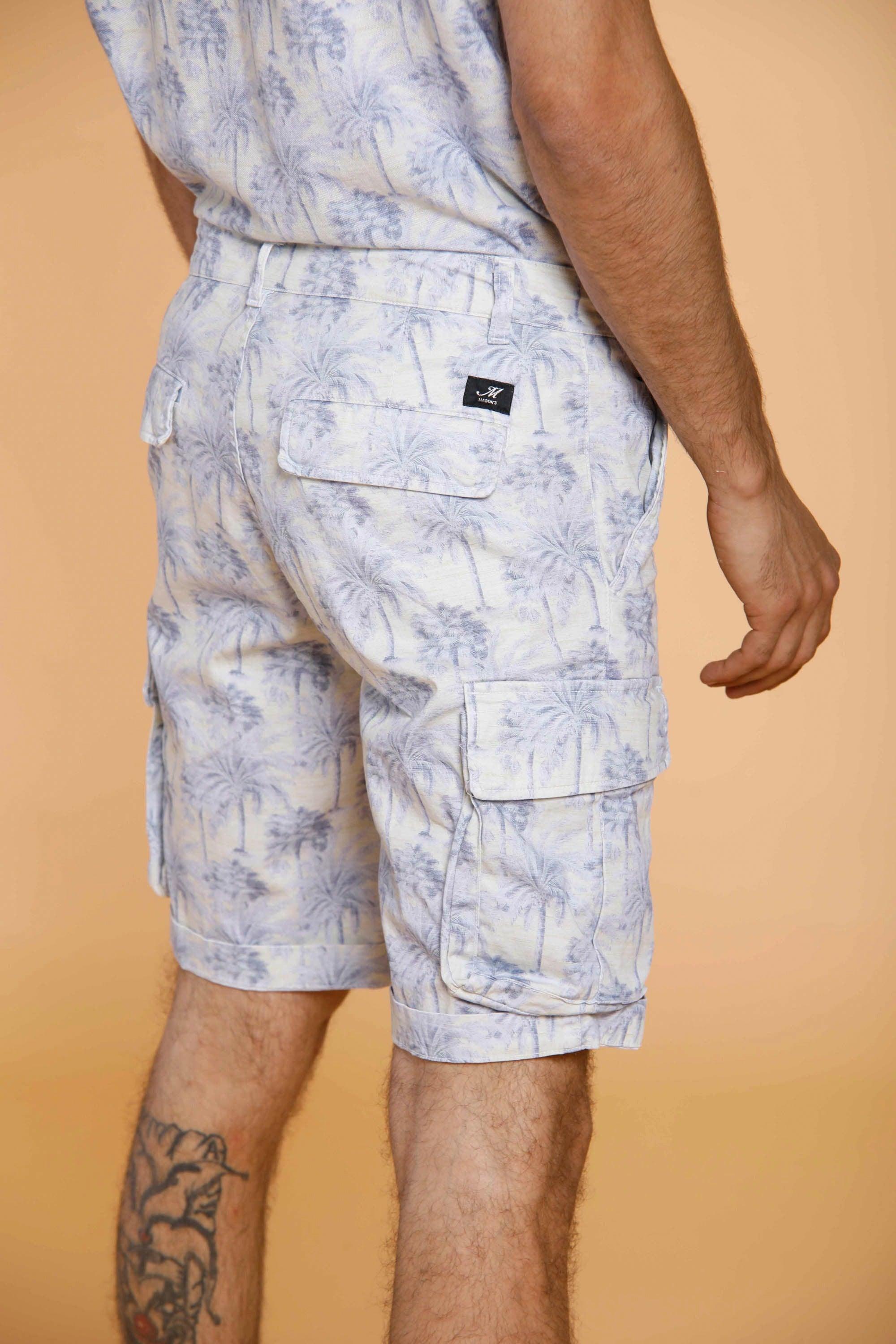 Chile bermuda cargo uomo in raso stretch con stampa palme regular - Mason's