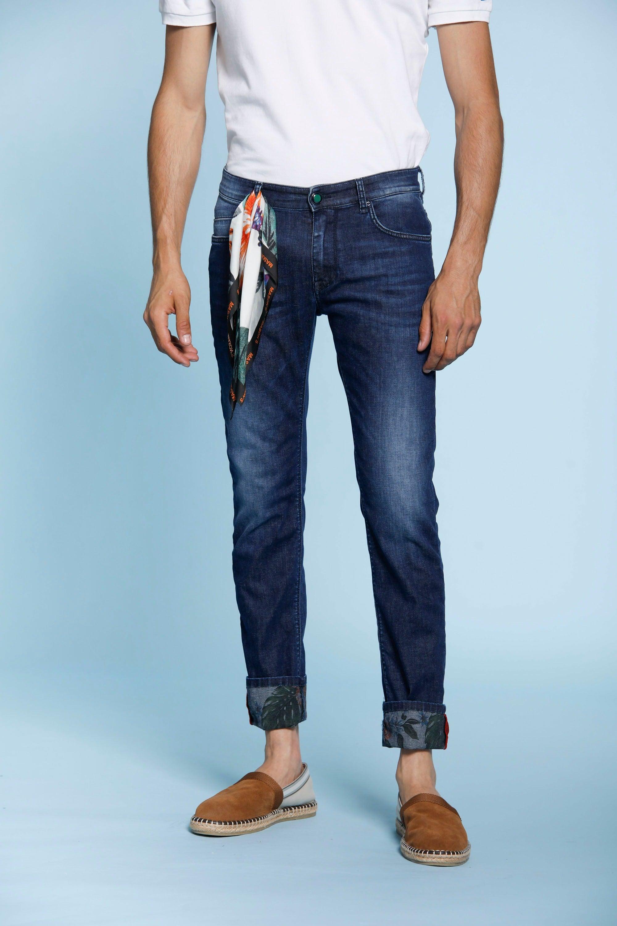 Harris 5 Tasche pantalone uomo denim con stampa fiore slim fit - Mason's