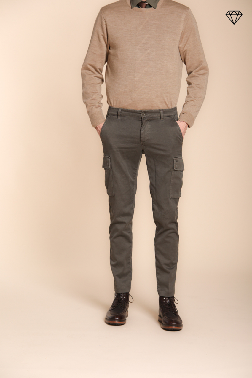 Foto 1 Chile pantalone cargo uomo in gabardina extra slim fit ①