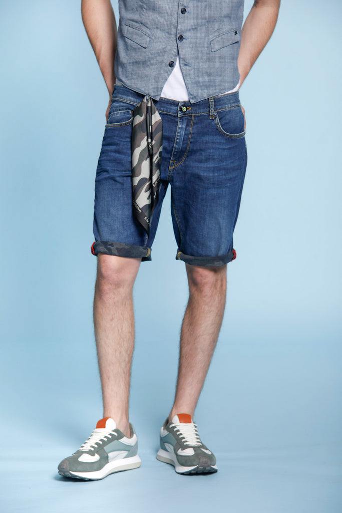Мъжки дънки 5T Harris дънкови къси панталони тип "Бермуда" с фини камуфлажни детайли