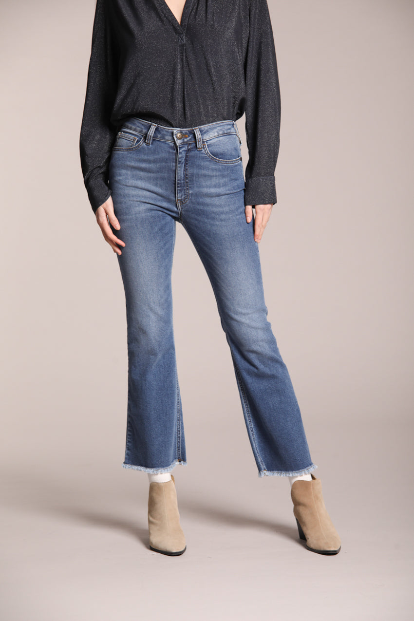 Foto 1 Olivia pantalone 5 tasche donna in denim stretch con fondo a trombetta slim fit