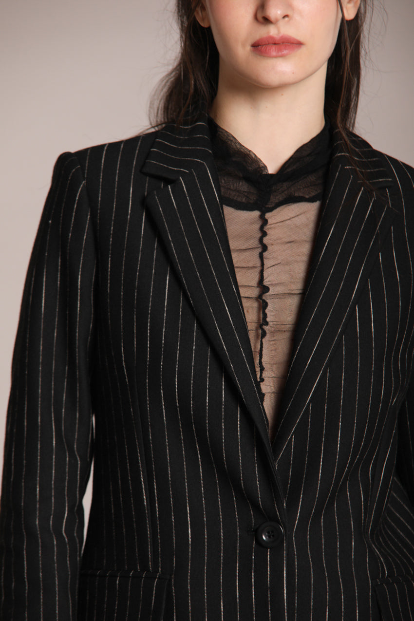 Foto 2 Irene blazer donna lungo in jersey gessato