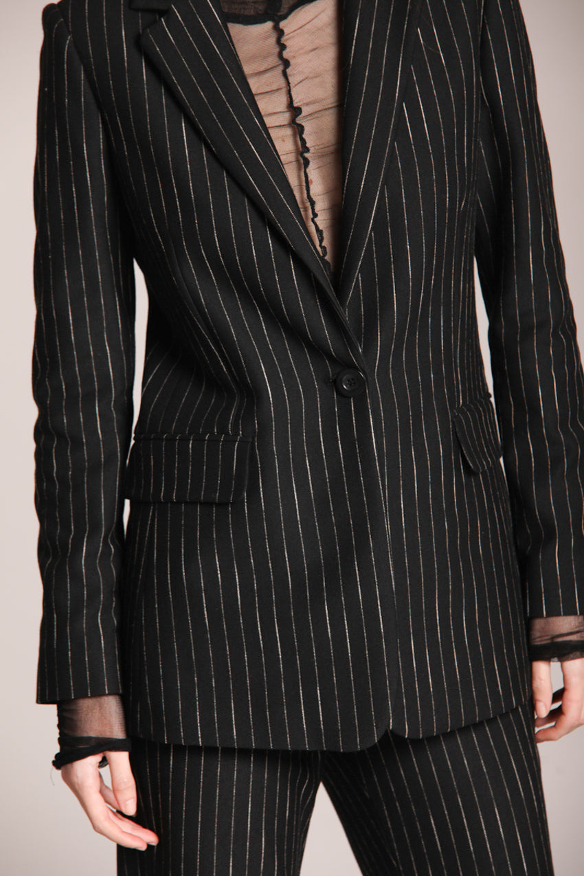 Foto 4 Irene blazer donna lungo in jersey gessato