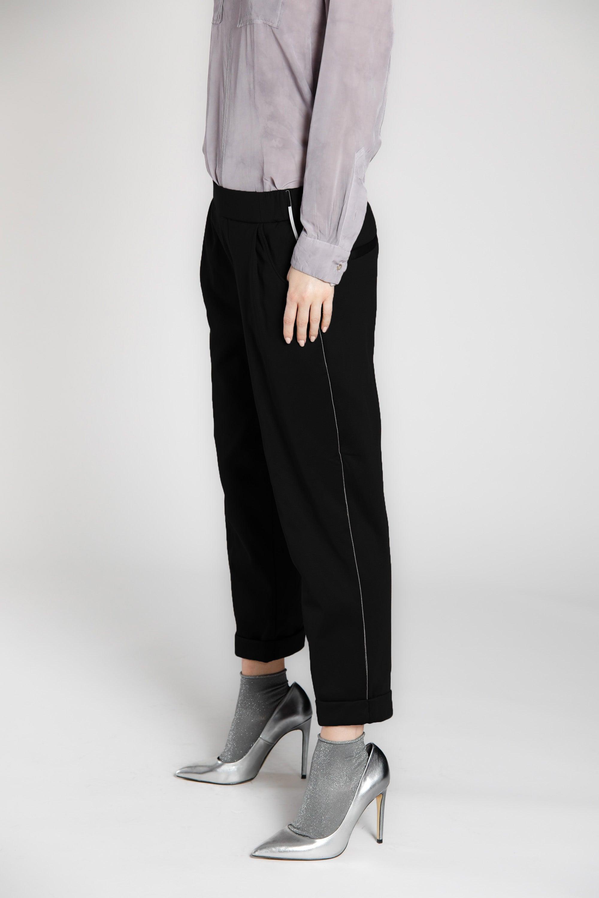 immagine 3 di pantalone donna in jersey relaxed colore nero modello Easy Jogger di Mason's 