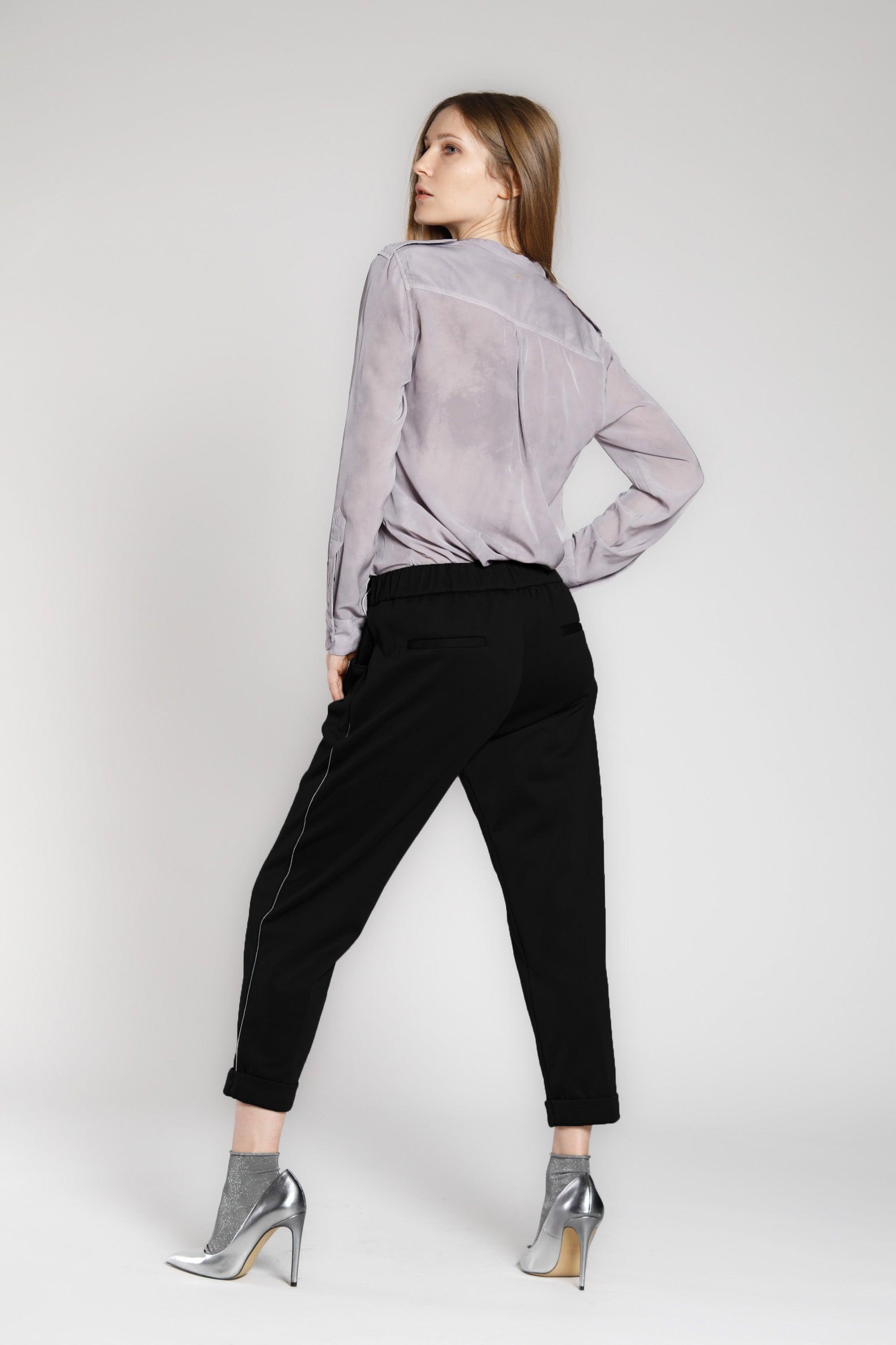 immagine 4 di pantalone donna in jersey relaxed colore nero modello Easy Jogger di Mason's 