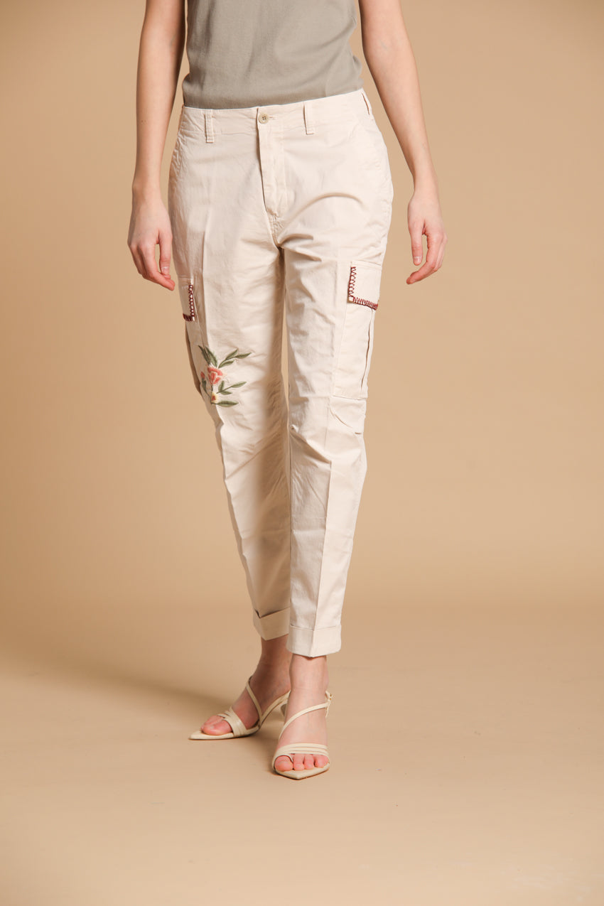 Judy Archivio дамски карго панталон от памучен туил с бродерия relaxed fit
