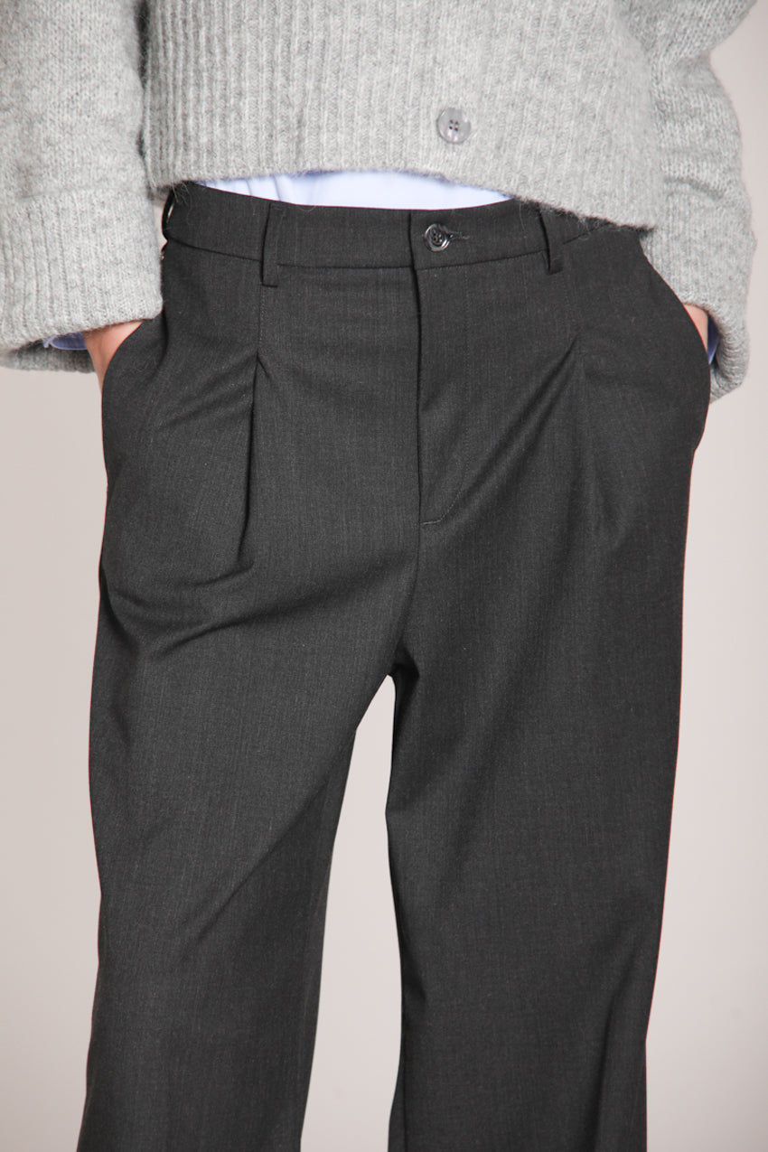 Foto 2 Ny Wide Pinces pantalone chino donna in lana unita wide leg fit