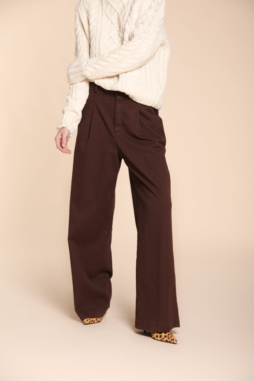 Foto 1 Ny Wide Pinces pantalone chino donna in cotone cashmere wide leg fit