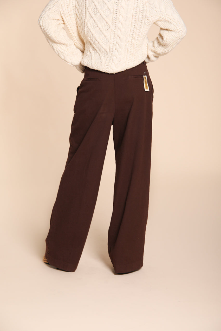 Foto 4 Ny Wide Pinces pantalone chino donna in cotone cashmere wide leg fit