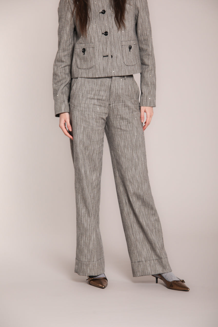 Foto 1 New York Studio pantalone cargo donna in resca paillettes wide leg