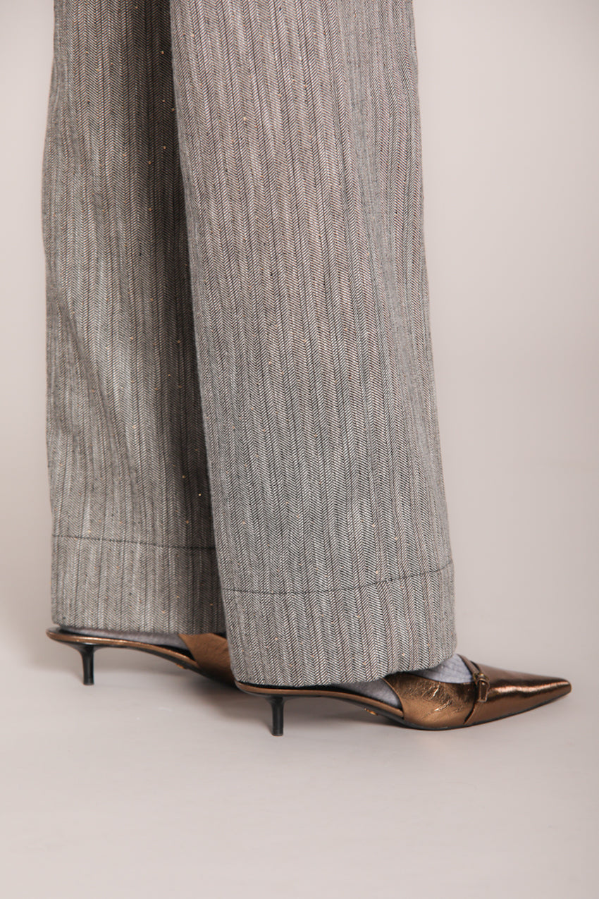Foto 3 New York Studio pantalone cargo donna in resca paillettes wide leg