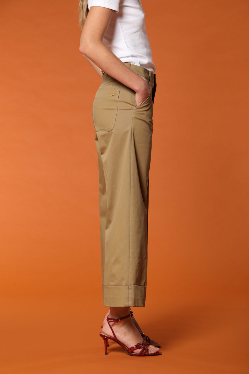 New York Studio Cropped дамски чино панталон от памучен туил - wide leg