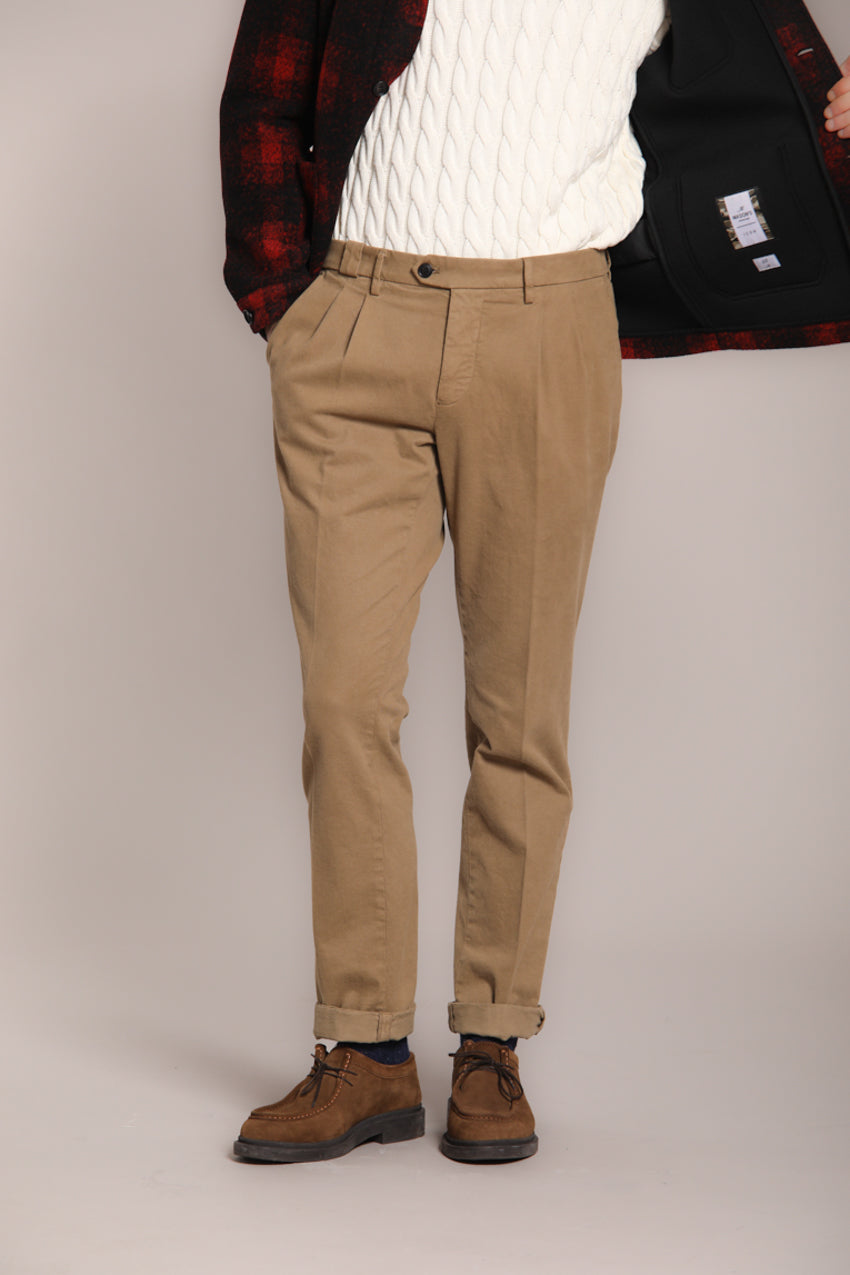 Foto 3 New York Time 2 Pinces pantalone chino uomo in cotone lana regular fit