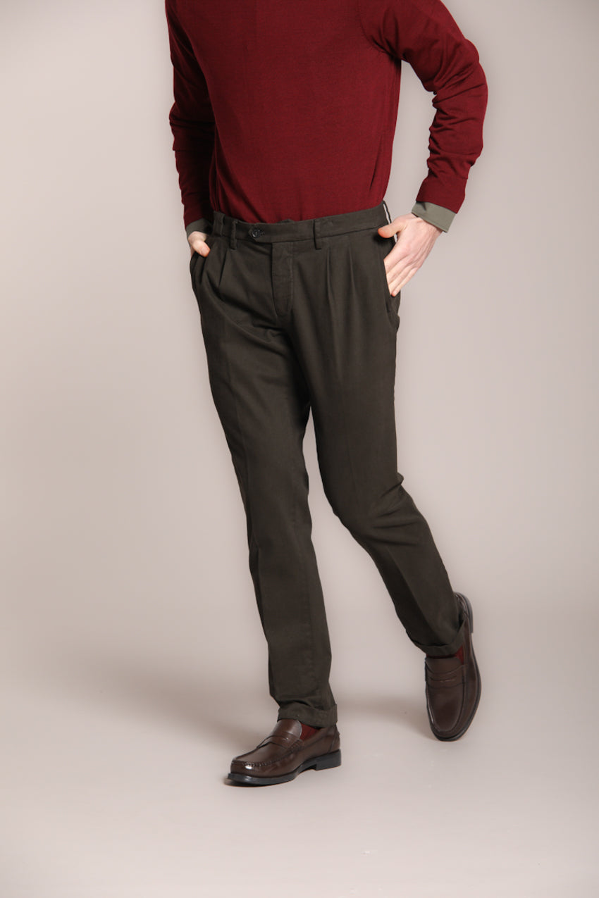 Foto 1 New York Time 2 Pinces pantalone chino uomo in cotone lana regular fit