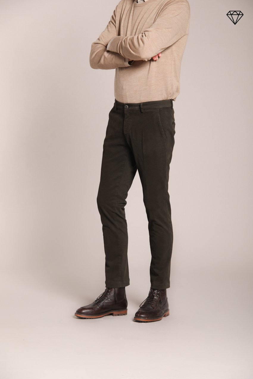 Foto 1 Milano pantalone chino uomo in gabardina stretch extra slim fit ①