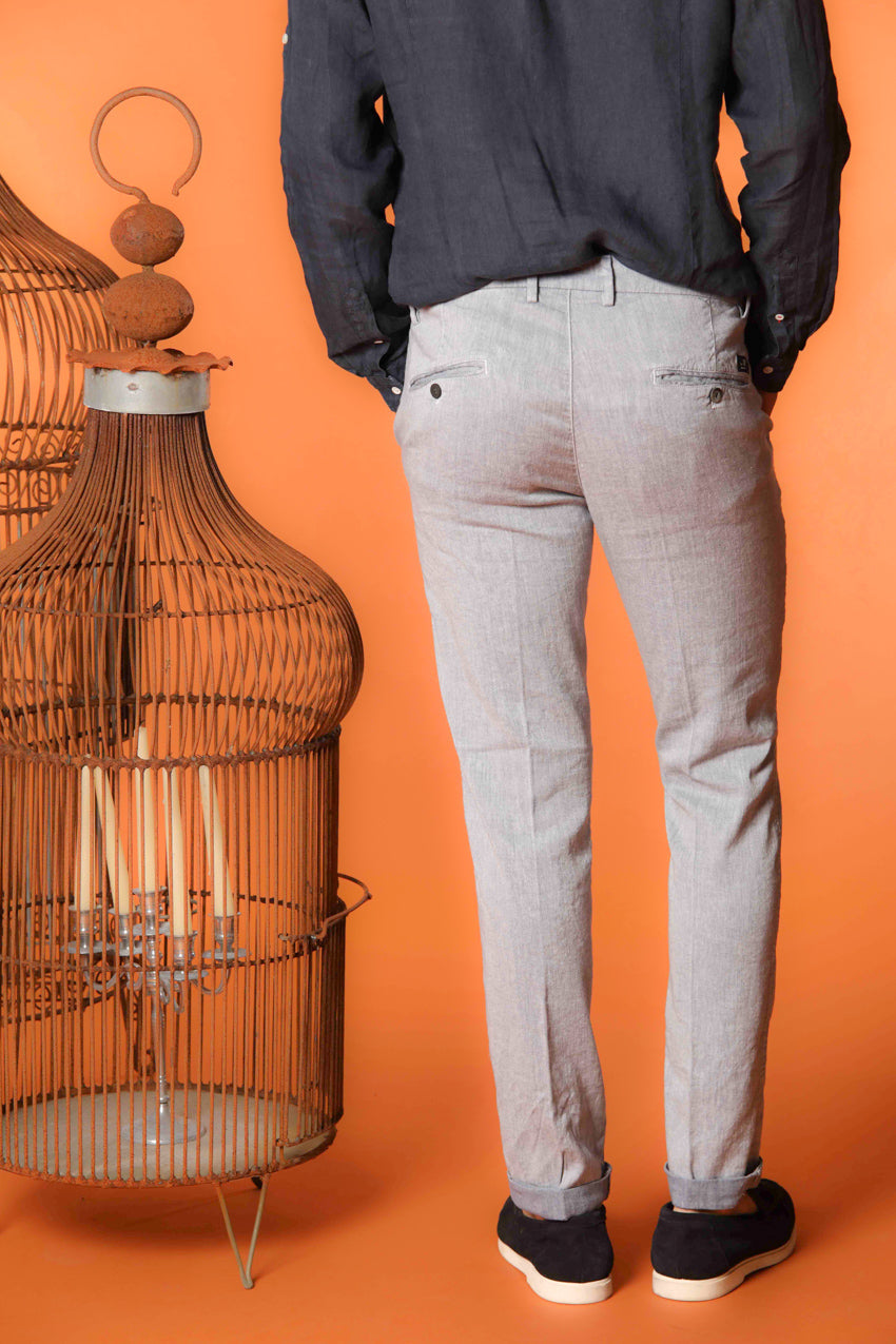 Torino мъжки панталон чино в твил от памук и лен син фит