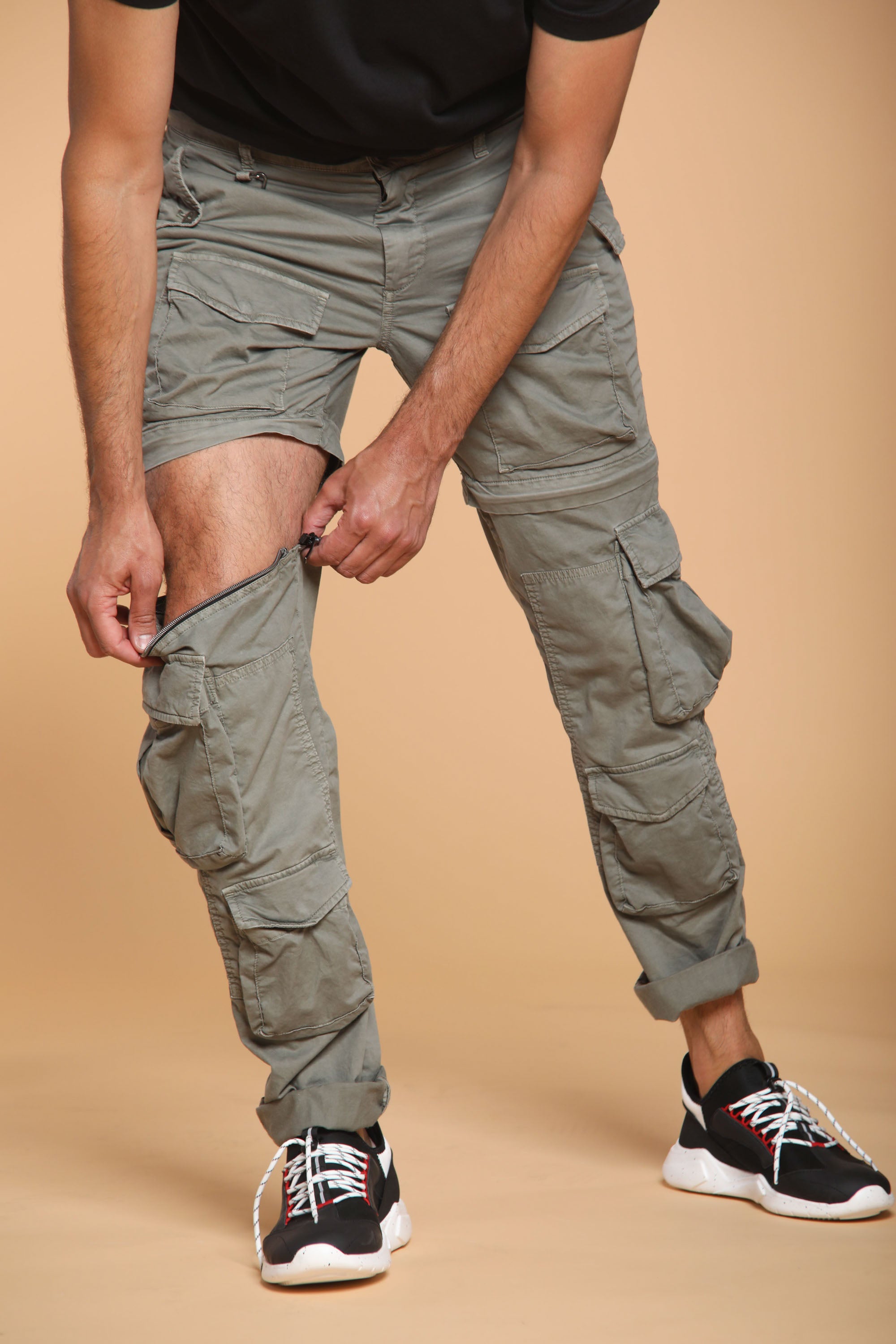 Нов Active pantalone cargo uomo in cotone stretch con tasche italian fit