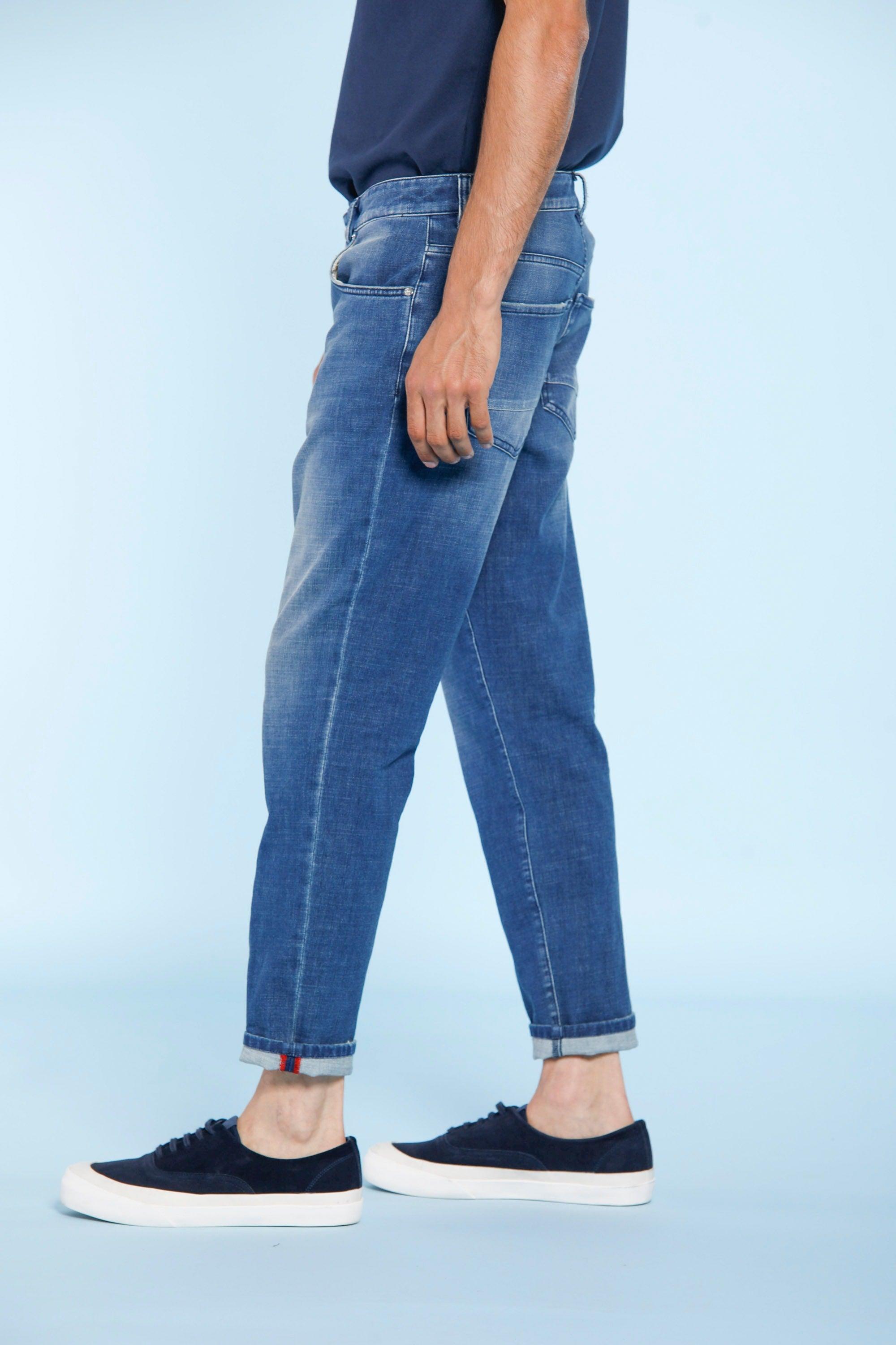 Forte 5 Tasche pantalone uomo denim blu in cotone stretch carrot fit - Mason's