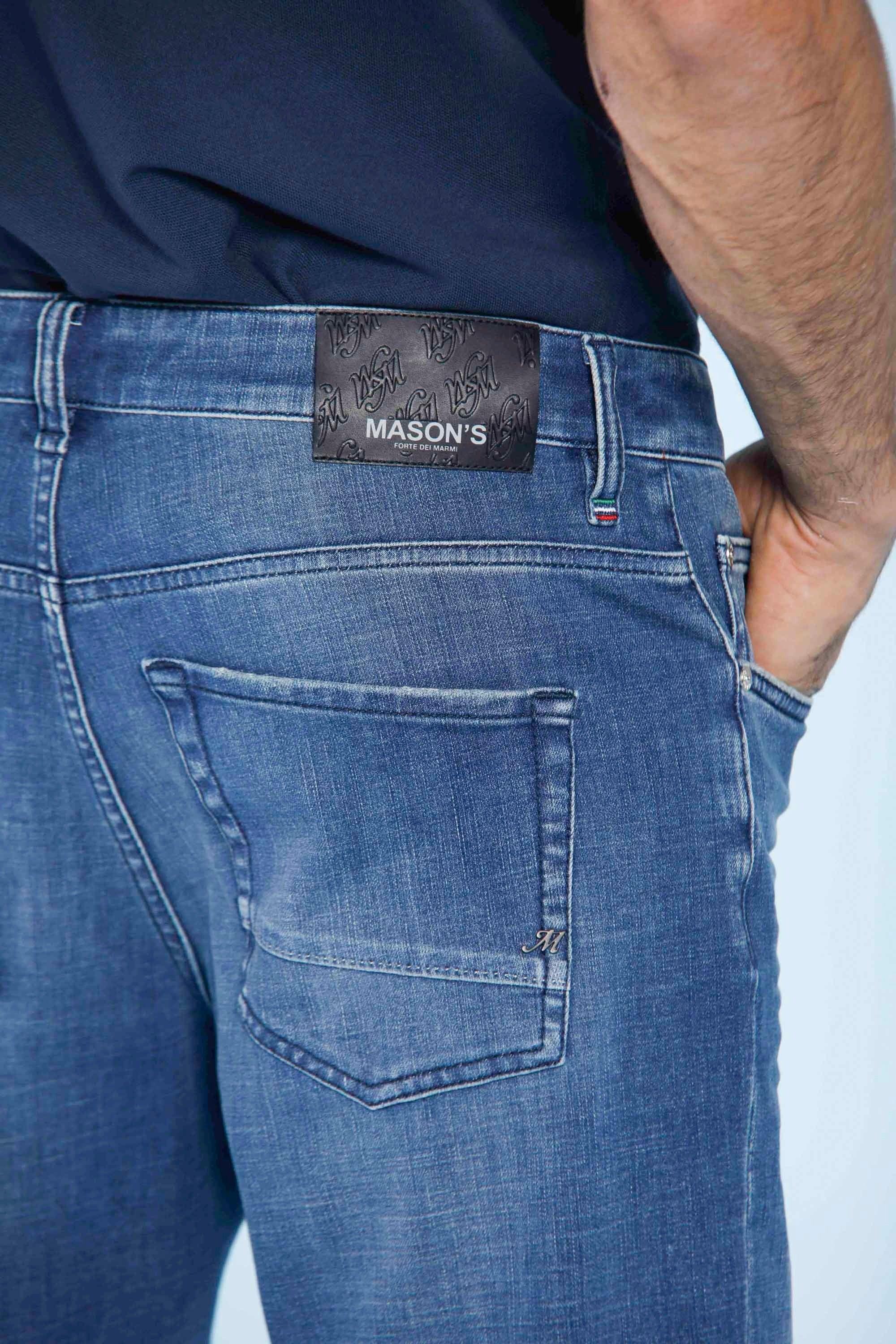Forte 5 Tasche pantalone uomo denim blu in cotone stretch carrot fit - Mason's 