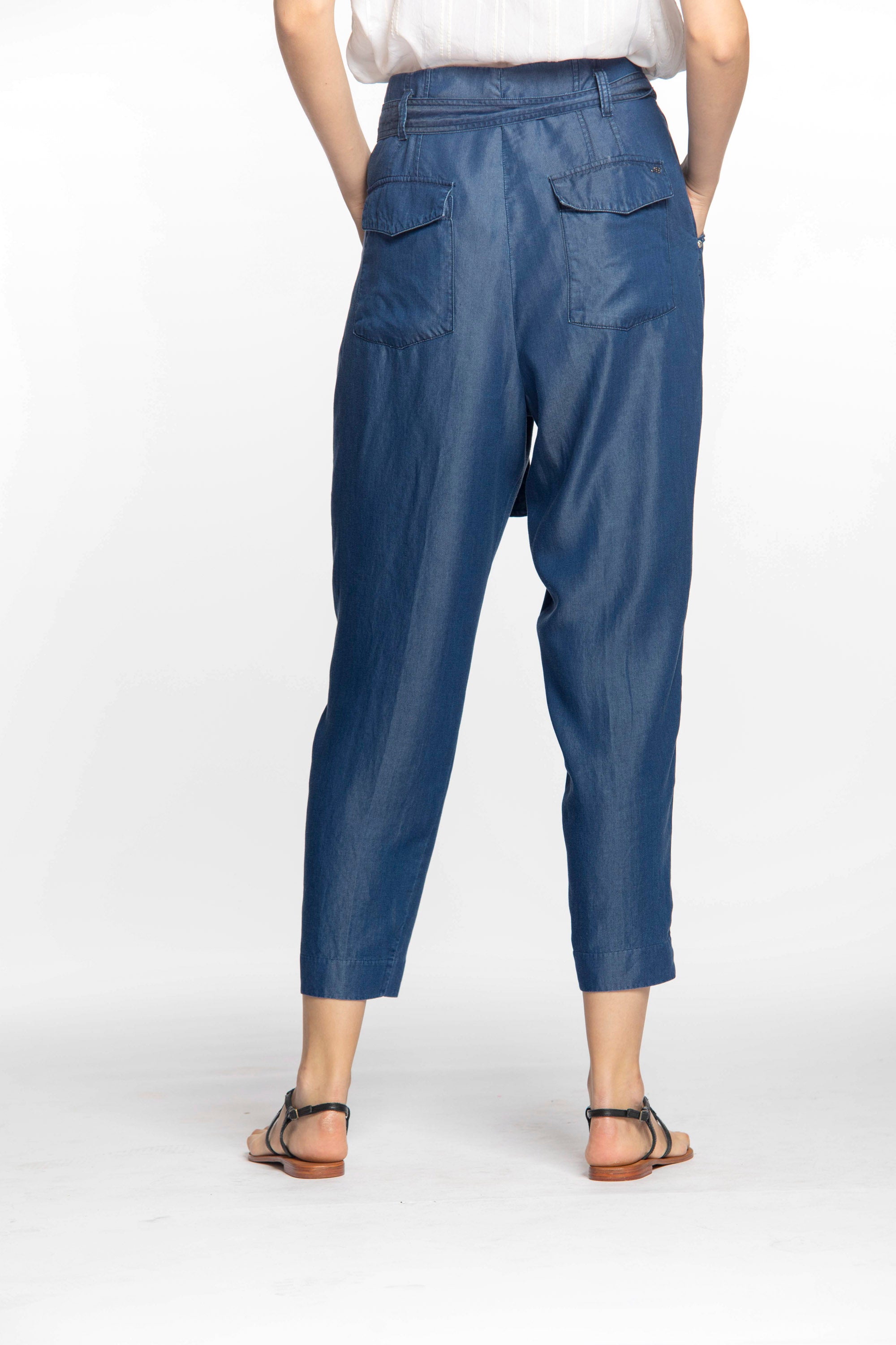 Slouchy Pantalone chino donna con cintura in tencel relaxed