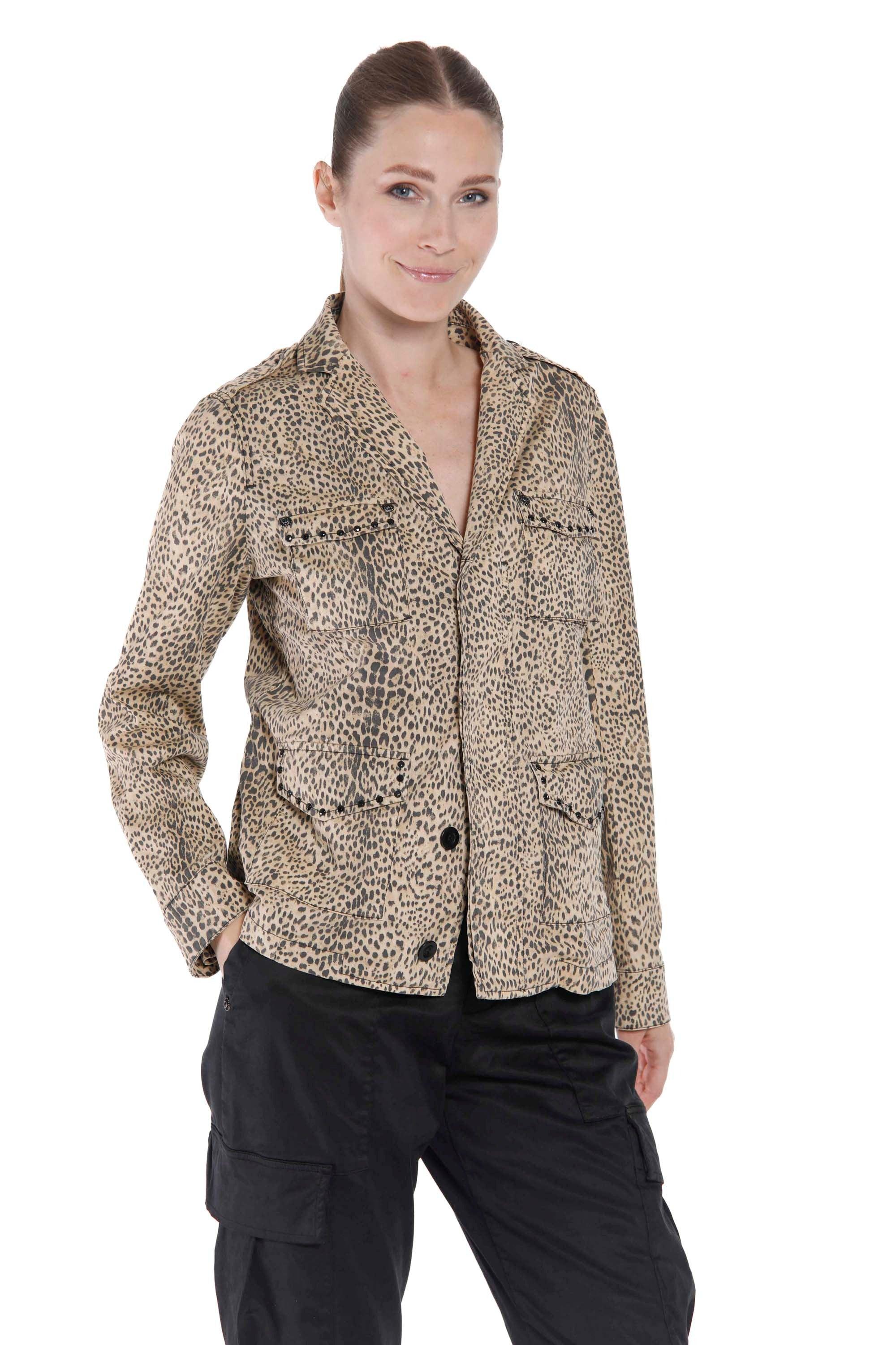 Elba field jacket da donna in cotone stampa animalier con borchie - Mason's 