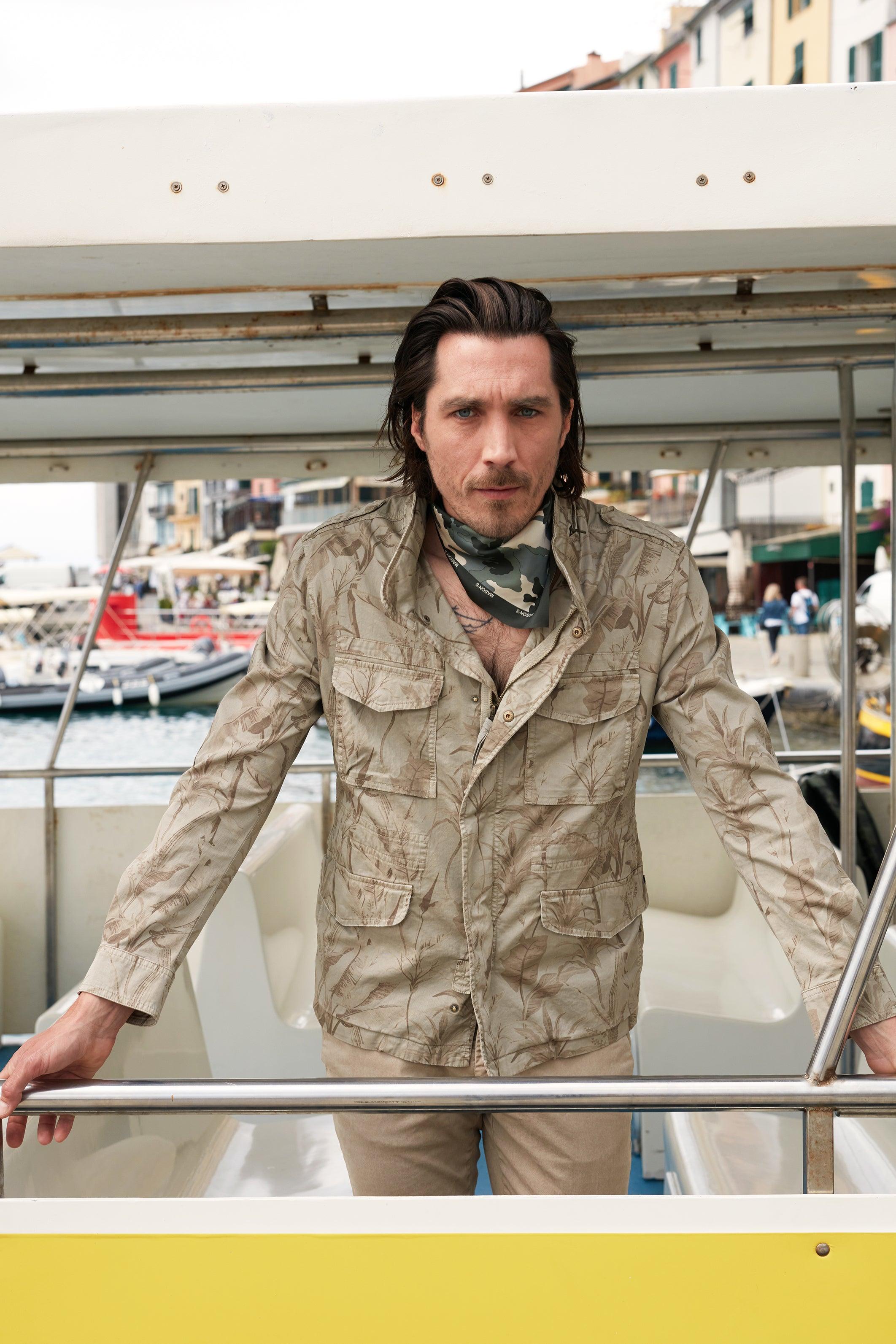 M74 Jacket giacca uomo in twill di cotone con stampa foglie - Mason's 